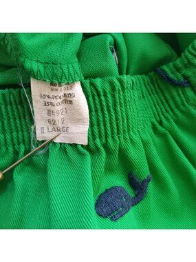 True Vintage Skirt Large Green Blue Whale Embroidery 1980's Boho Fun Mom